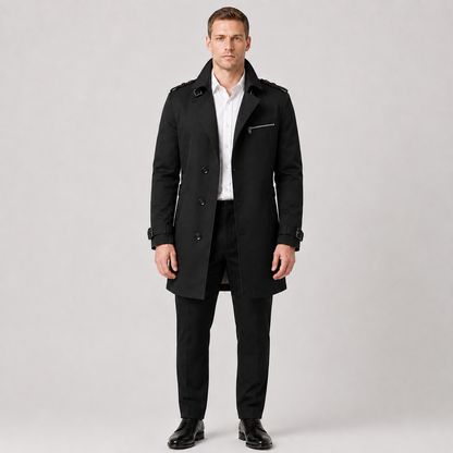 Men's Belted Trench Coat – Classic Tailored Style
