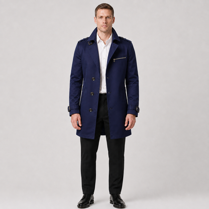 Men's Belted Trench Coat – Classic Tailored Style