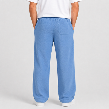 Men's Waffle Knit Drawstring Trousers – Relaxed Casual Lounge Fit