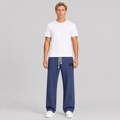 Men's Waffle Knit Drawstring Trousers – Relaxed Casual Lounge Fit