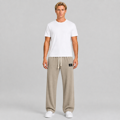 Men's Waffle Knit Drawstring Trousers – Relaxed Casual Lounge Fit