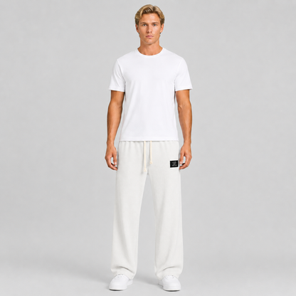 Men's Waffle Knit Drawstring Trousers – Relaxed Casual Lounge Fit