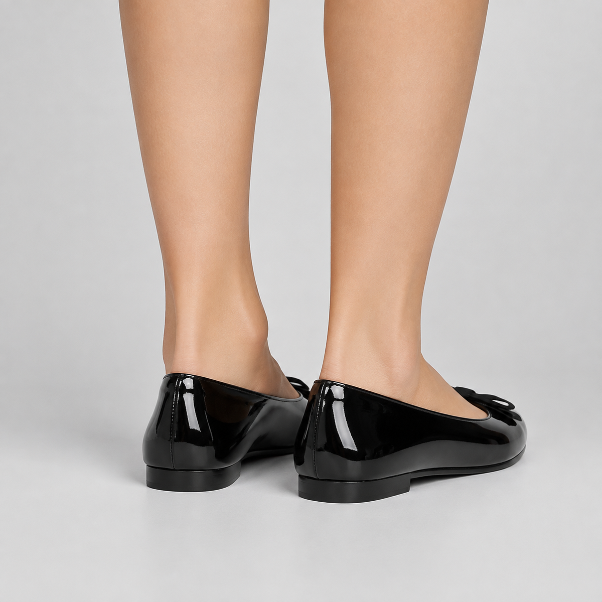 Women's Patent Bow Ballet Flats – Round Toe Block Heel