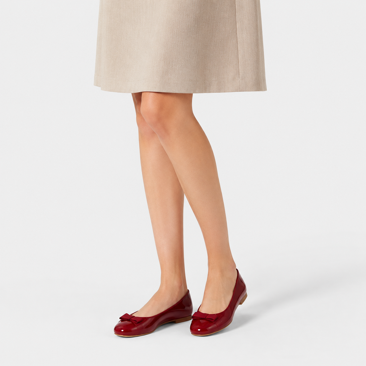 Women's Patent Bow Ballet Flats – Round Toe Block Heel