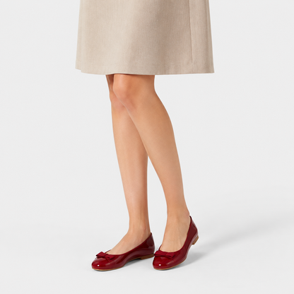 Women's Patent Bow Ballet Flats – Round Toe Block Heel