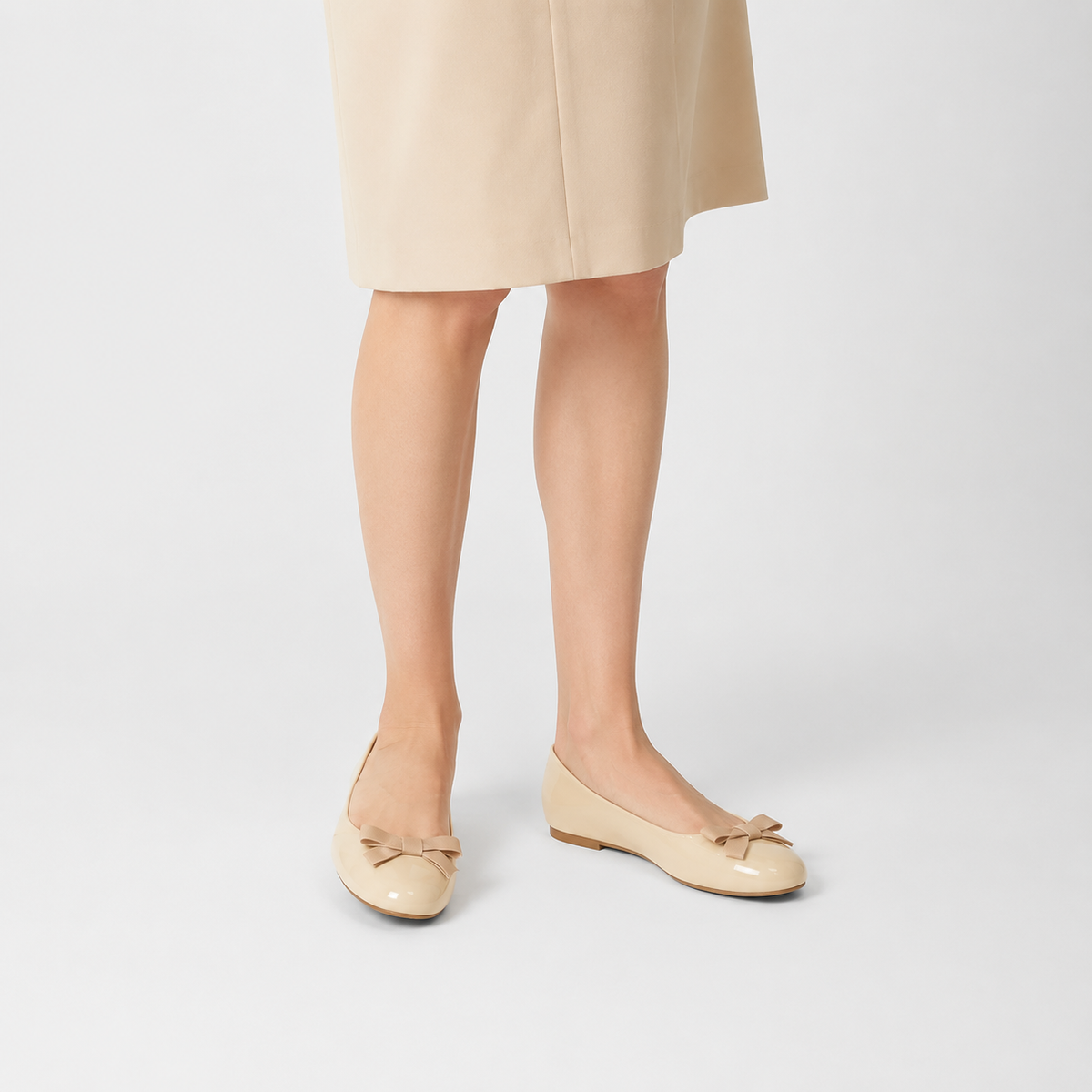 Women's Patent Bow Ballet Flats – Round Toe Block Heel