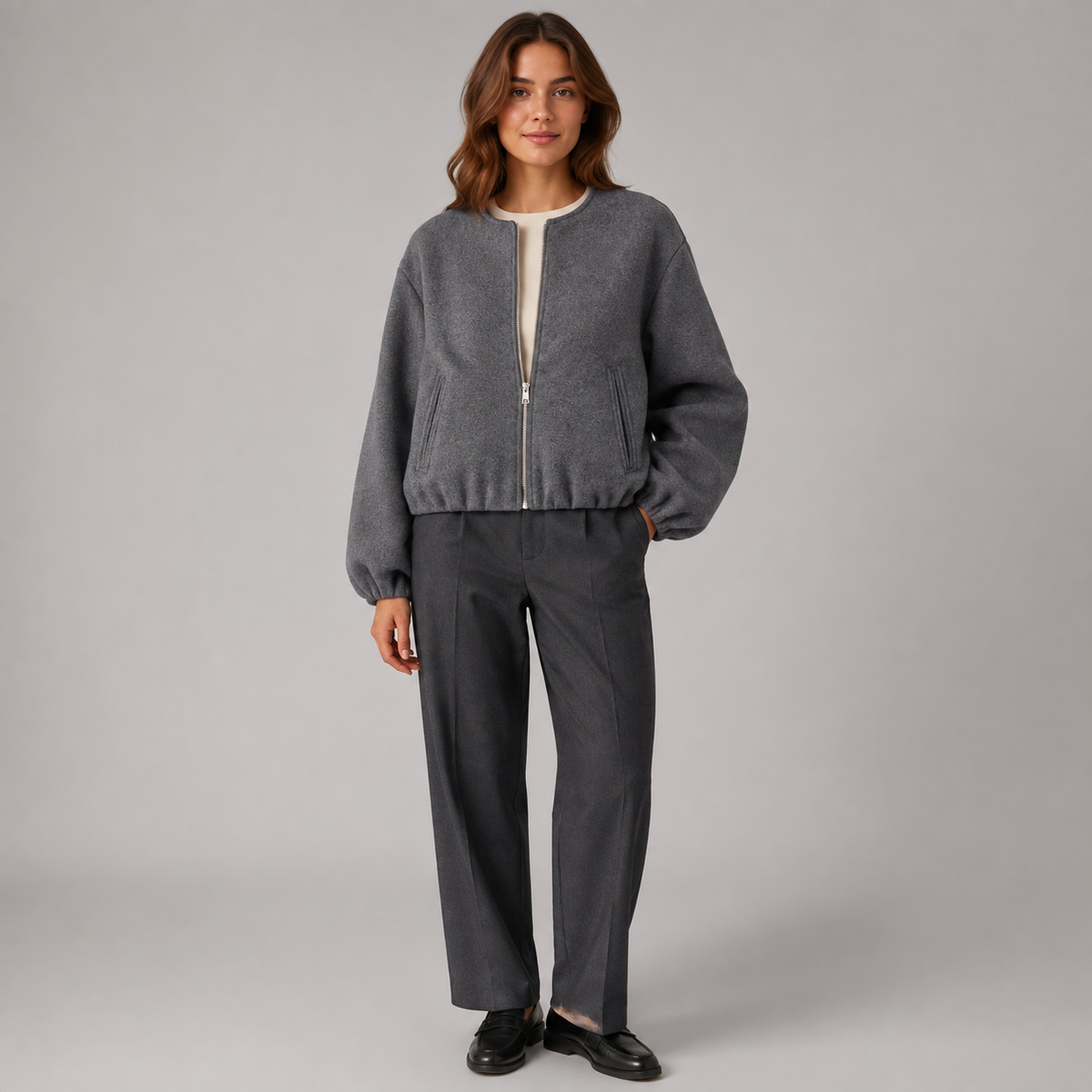 Women's Cropped Bomber Jacket – Elasticated Hem