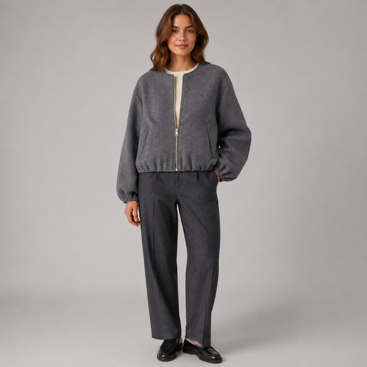 Women's Cropped Bomber Jacket – Elasticated Hem