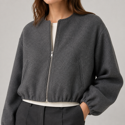 Women's Cropped Bomber Jacket – Elasticated Hem