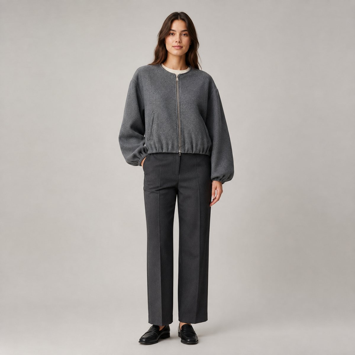 Women's Cropped Bomber Jacket – Elasticated Hem