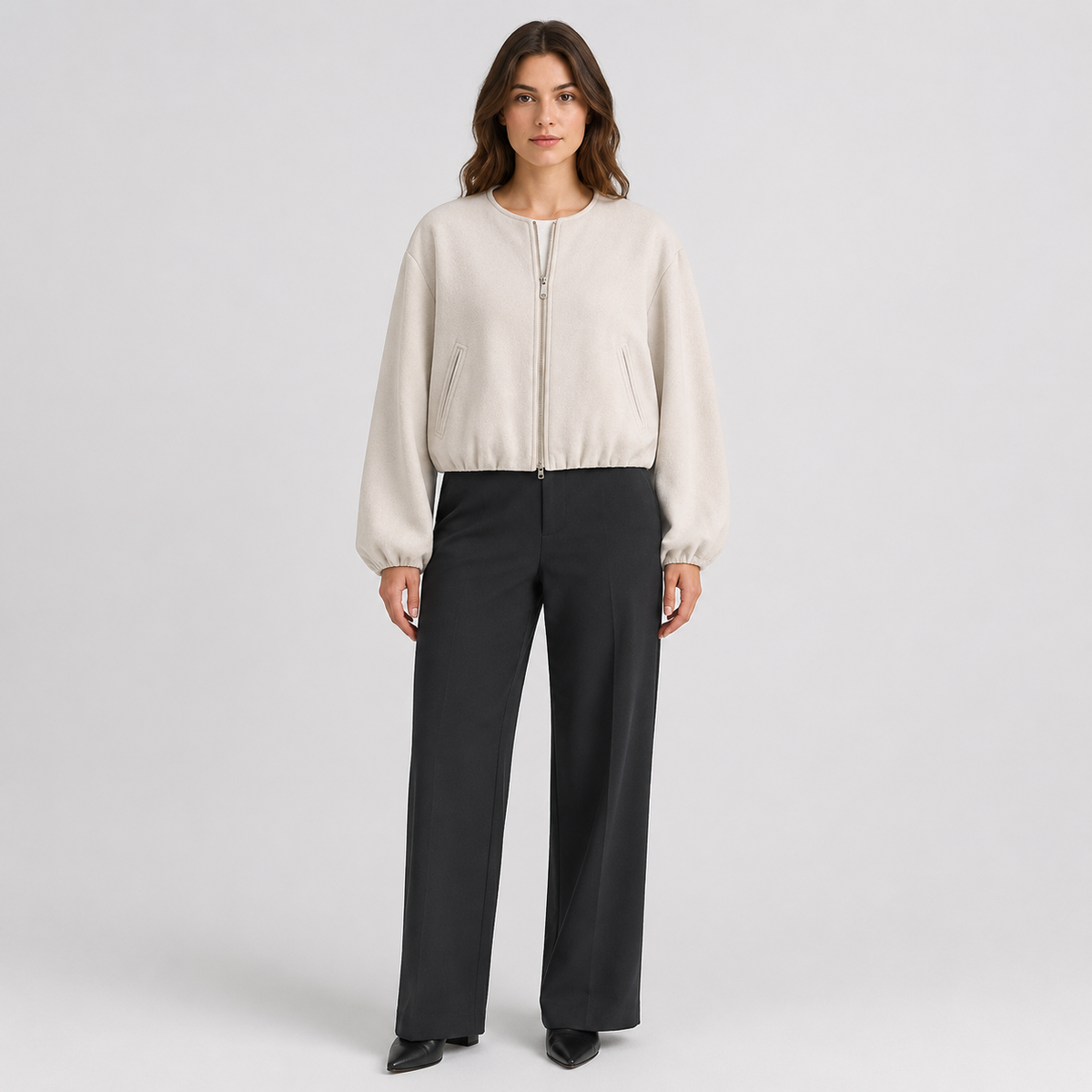Women's Cropped Bomber Jacket – Elasticated Hem