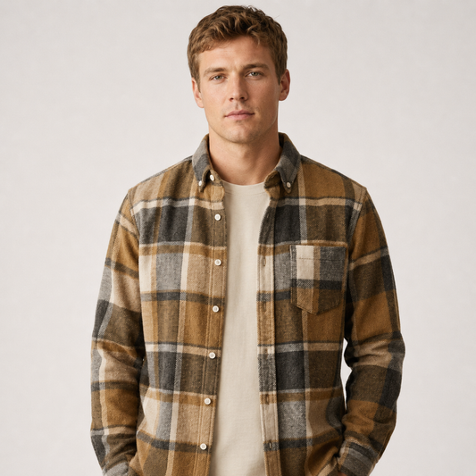 Men's Plaid Flannel Shirt – Button-Down Casual Shirt