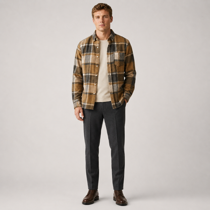 Men's Plaid Flannel Shirt – Button-Down Casual Shirt