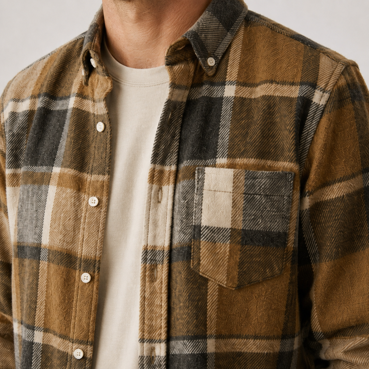 Men's Plaid Flannel Shirt – Button-Down Casual Shirt