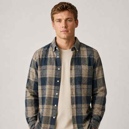 Men's Plaid Flannel Shirt – Button-Down Casual Shirt