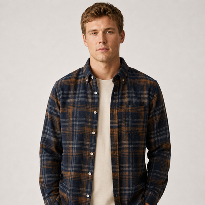 Men's Plaid Flannel Shirt – Button-Down Casual Shirt