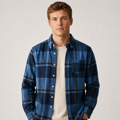 Men's Plaid Flannel Shirt – Button-Down Casual Shirt