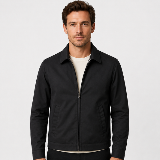 Men's Lined Harrington Jacket – Zip-Up Casual Jacket