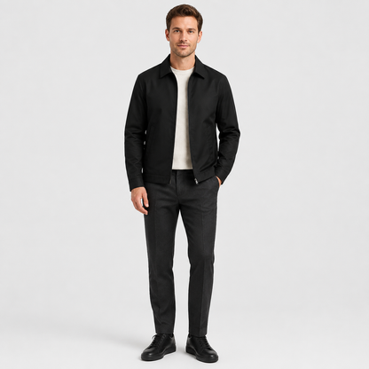 Men's Lined Harrington Jacket – Zip-Up Casual Jacket