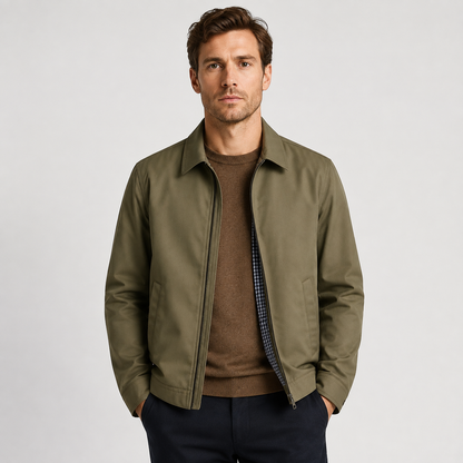 Men's Lined Harrington Jacket – Zip-Up Casual Jacket