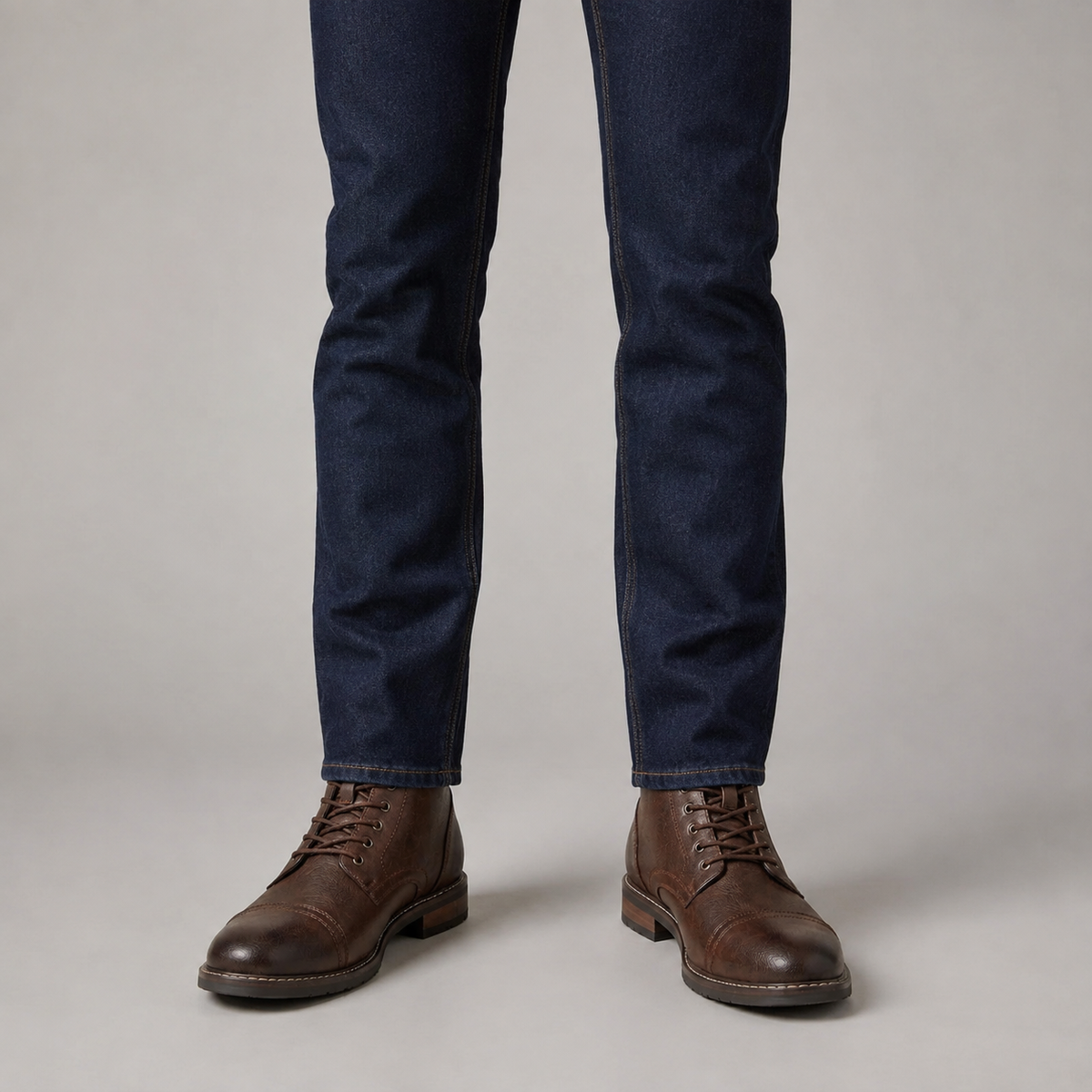 Men's Cap Toe Boots – Faux Leather Lace-Up