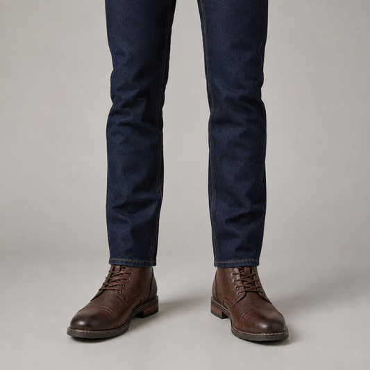 Men's Cap Toe Boots – Faux Leather Lace-Up