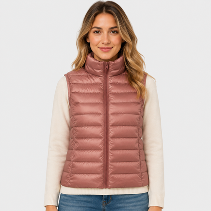 Women's Padded Gilet – Stand Collar Zip Front
