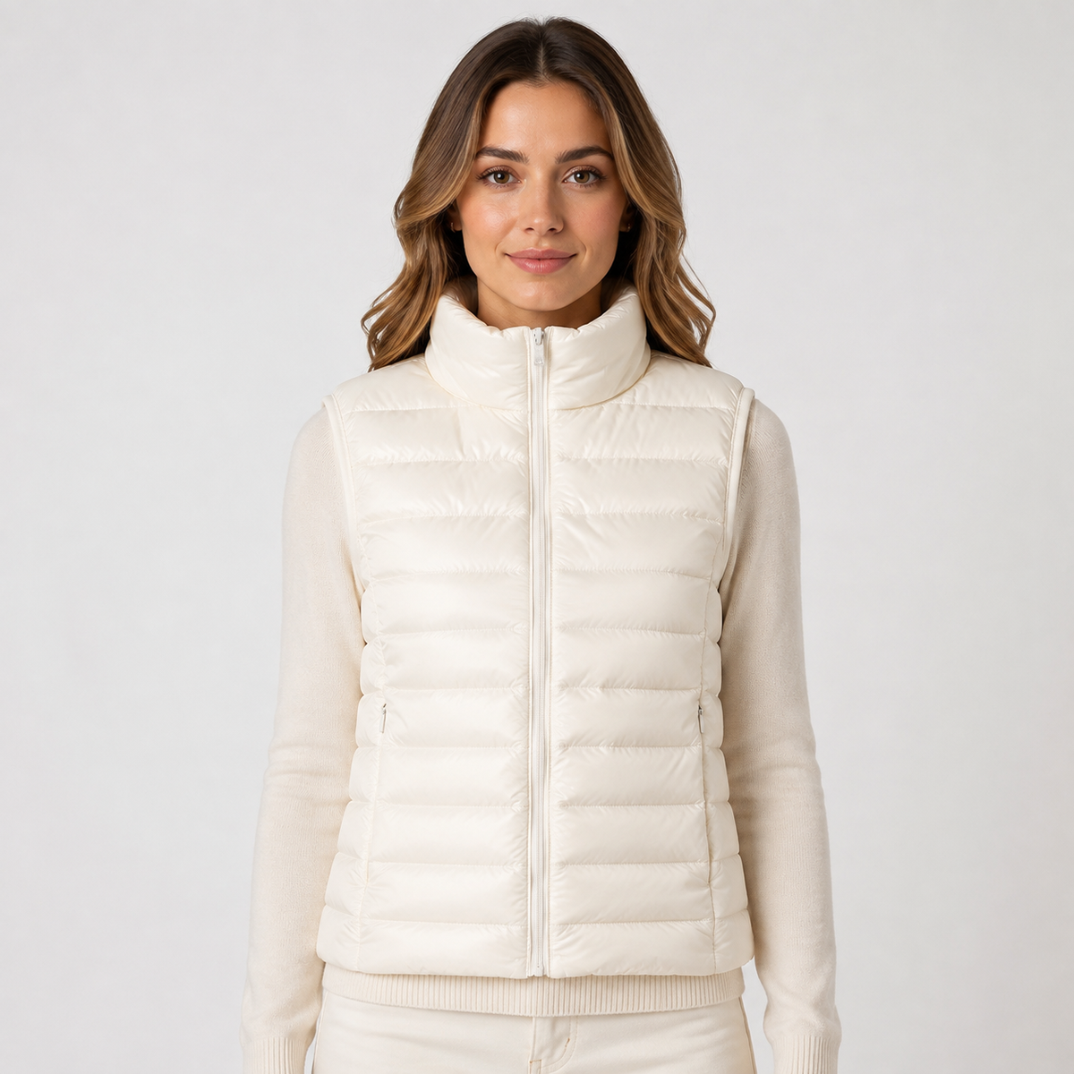 Women's Padded Gilet – Stand Collar Zip Front