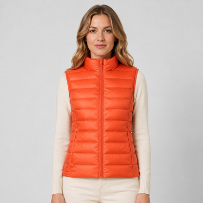 Women's Padded Gilet – Stand Collar Zip Front