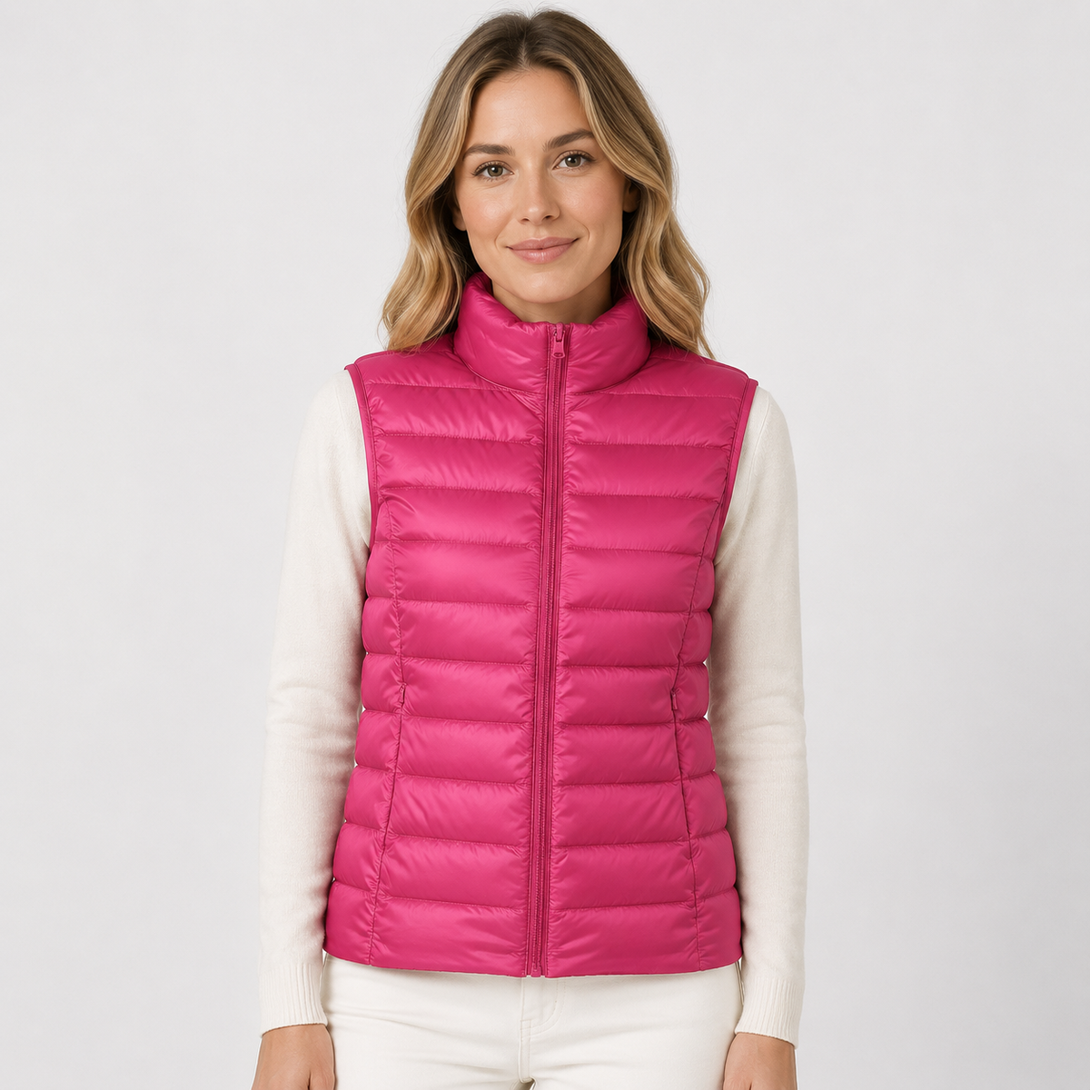 Women's Padded Gilet – Stand Collar Zip Front