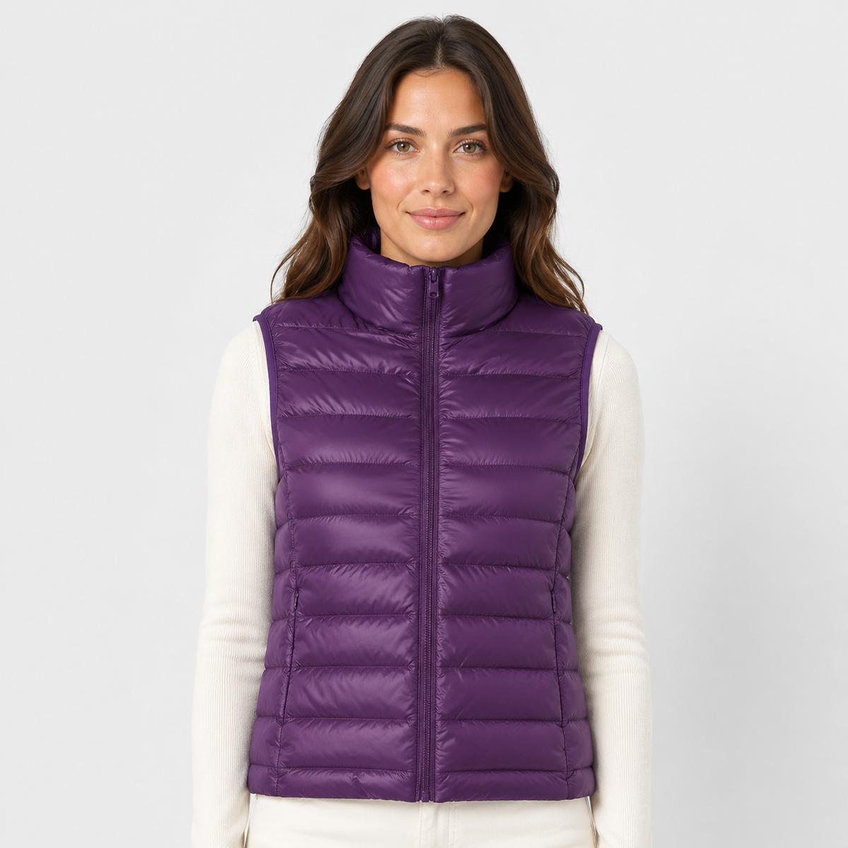 Women's Padded Gilet – Stand Collar Zip Front