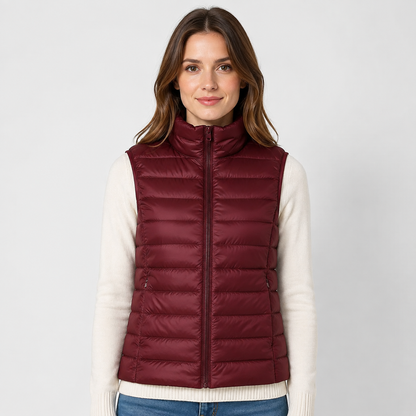Women's Padded Gilet – Stand Collar Zip Front