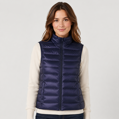Women's Padded Gilet – Stand Collar Zip Front
