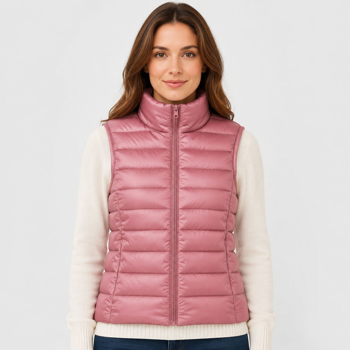 Women's Padded Gilet – Stand Collar Zip Front