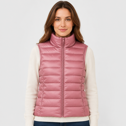 Women's Padded Gilet – Stand Collar Zip Front