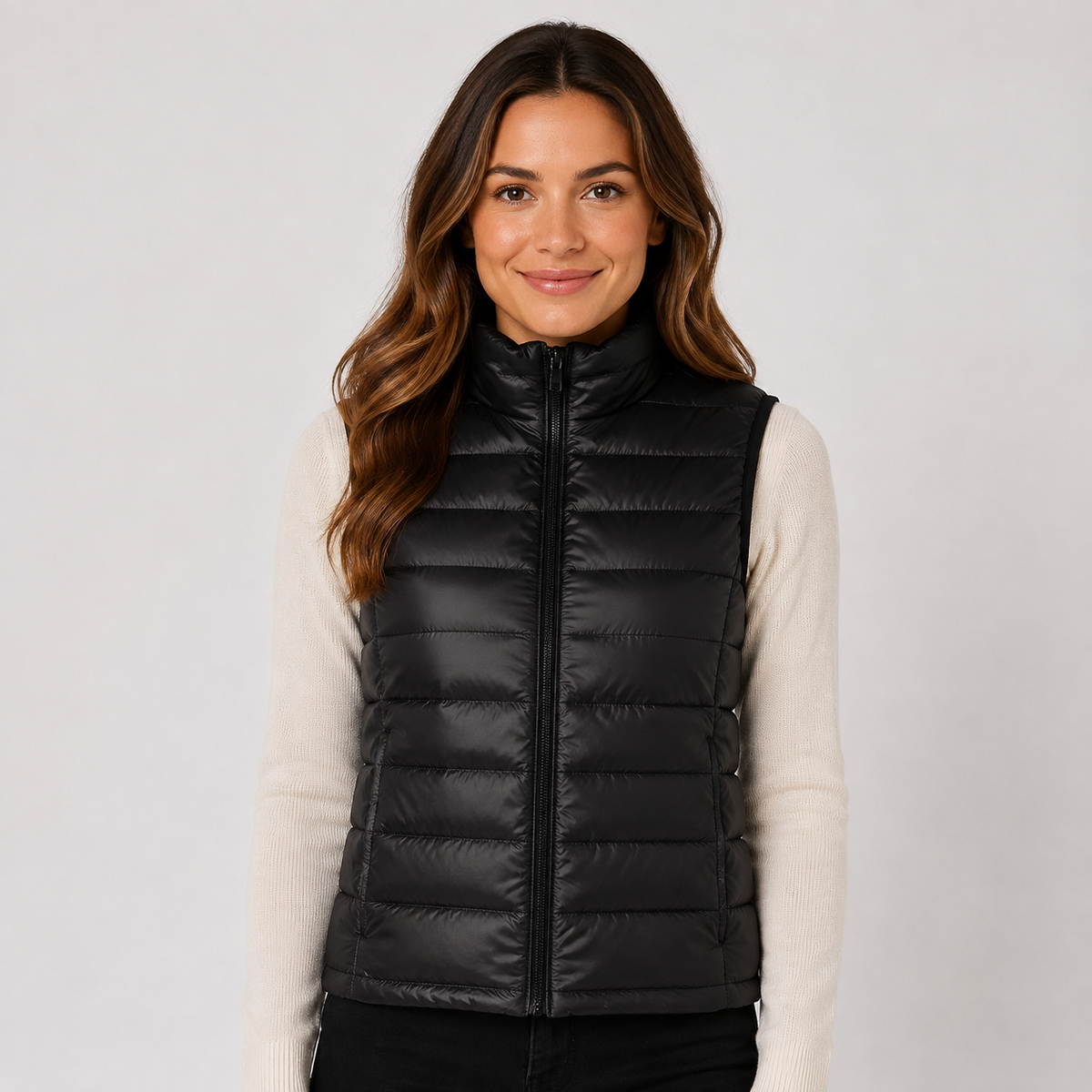Women's Padded Gilet – Stand Collar Zip Front