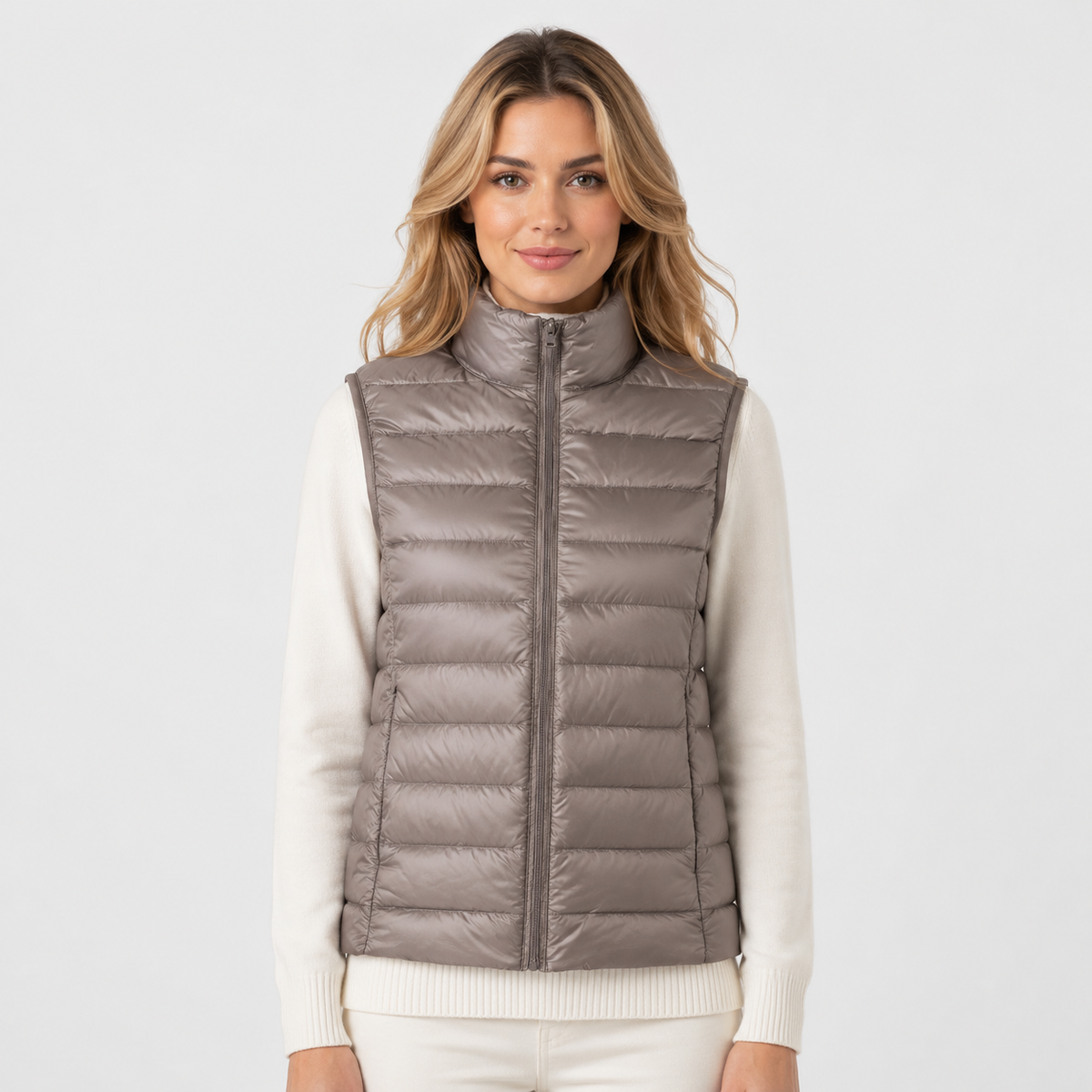 Women's Padded Gilet – Stand Collar Zip Front