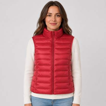Women's Padded Gilet – Stand Collar Zip Front