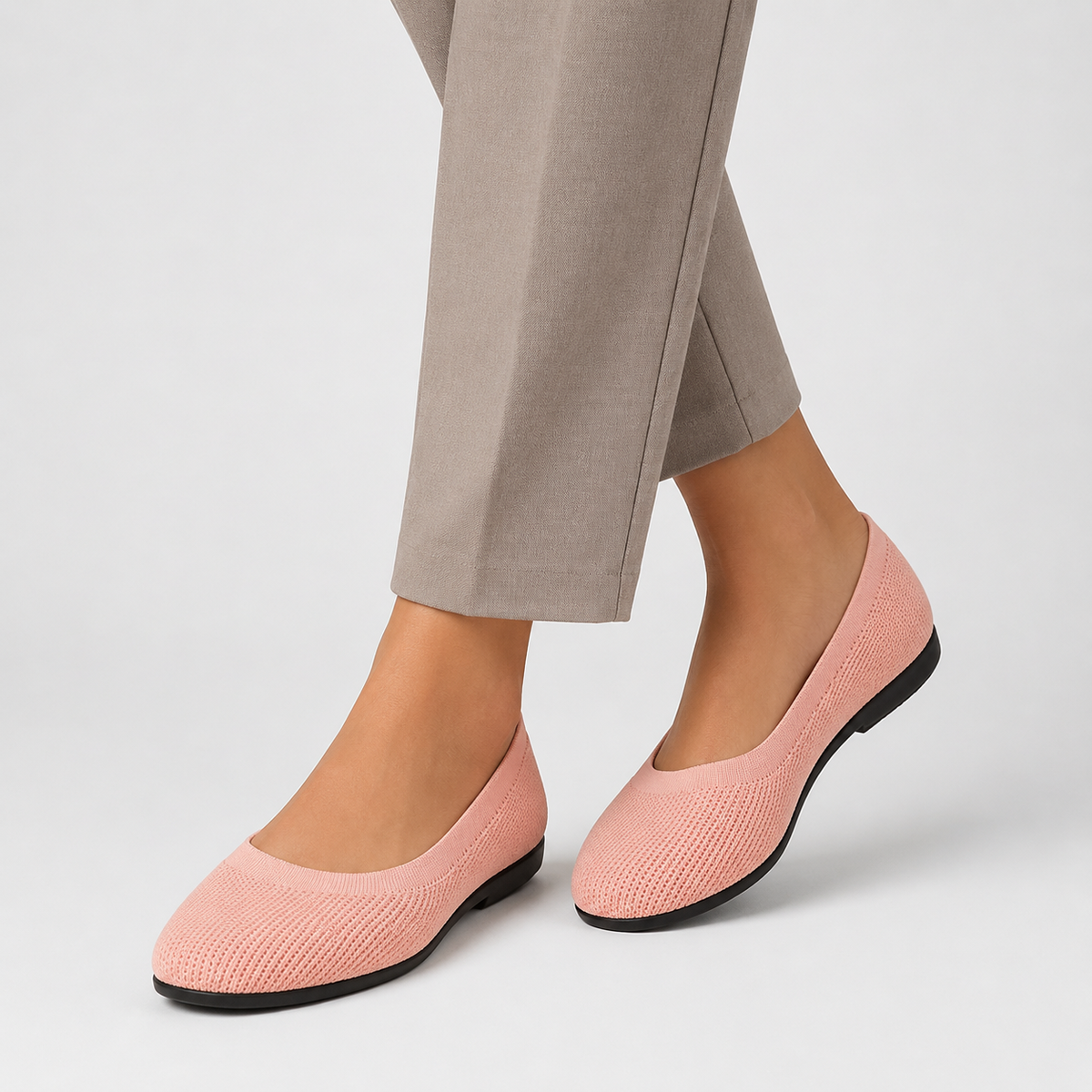 Women's Knitted Ballet Flats – Round Toe Slip-On Shoes