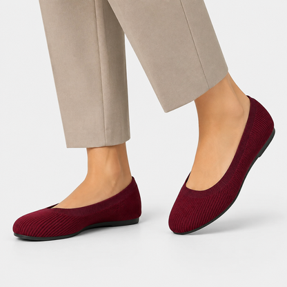 Women's Knitted Ballet Flats – Round Toe Slip-On Shoes