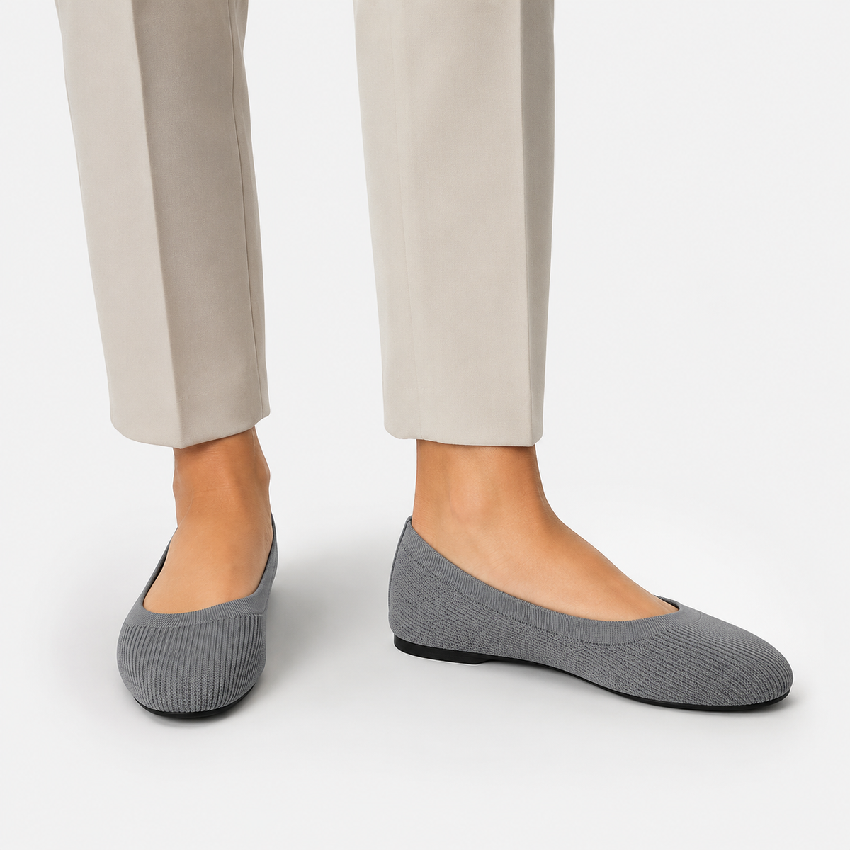 Women's Knitted Ballet Flats – Round Toe Slip-On Shoes