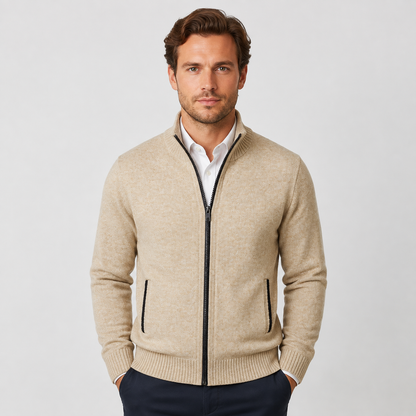Men's Zip-Up Knit Cardigan – Smart Casual Layer