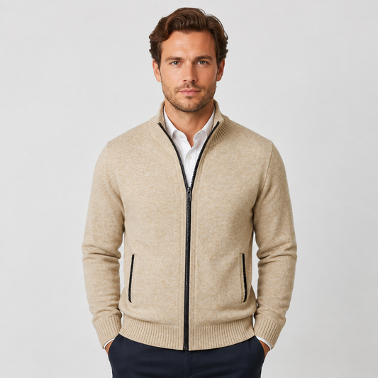 Men's Zip-Up Knit Cardigan – Smart Casual Layer