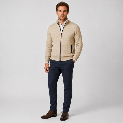 Men's Zip-Up Knit Cardigan – Smart Casual Layer