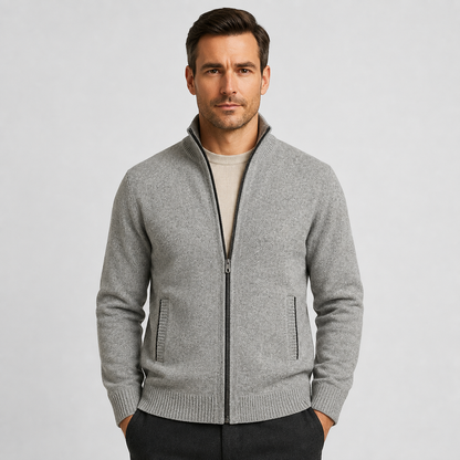 Men's Zip-Up Knit Cardigan – Smart Casual Layer