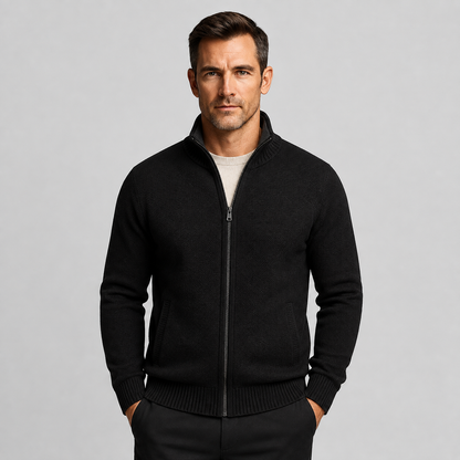 Men's Zip-Up Knit Cardigan – Smart Casual Layer