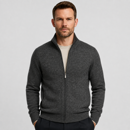 Men's Zip-Up Knit Cardigan – Smart Casual Layer
