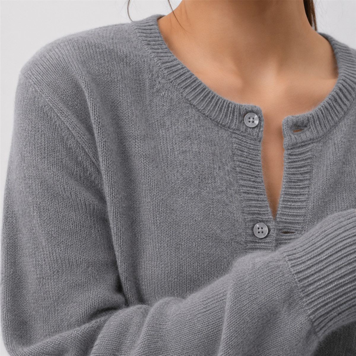 Women's Soft Knit Cardigan – Button Front Round Neck