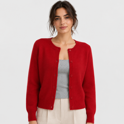 Women's Soft Knit Cardigan – Button Front Round Neck