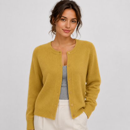 Women's Soft Knit Cardigan – Button Front Round Neck